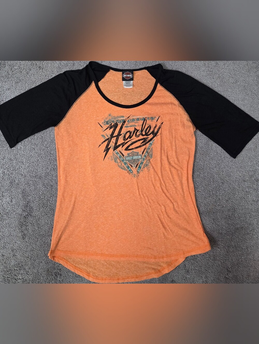 Harley-Davidson Women's T-Shirt Orange/Black Sleeves San Juan Puerto Rico XXL